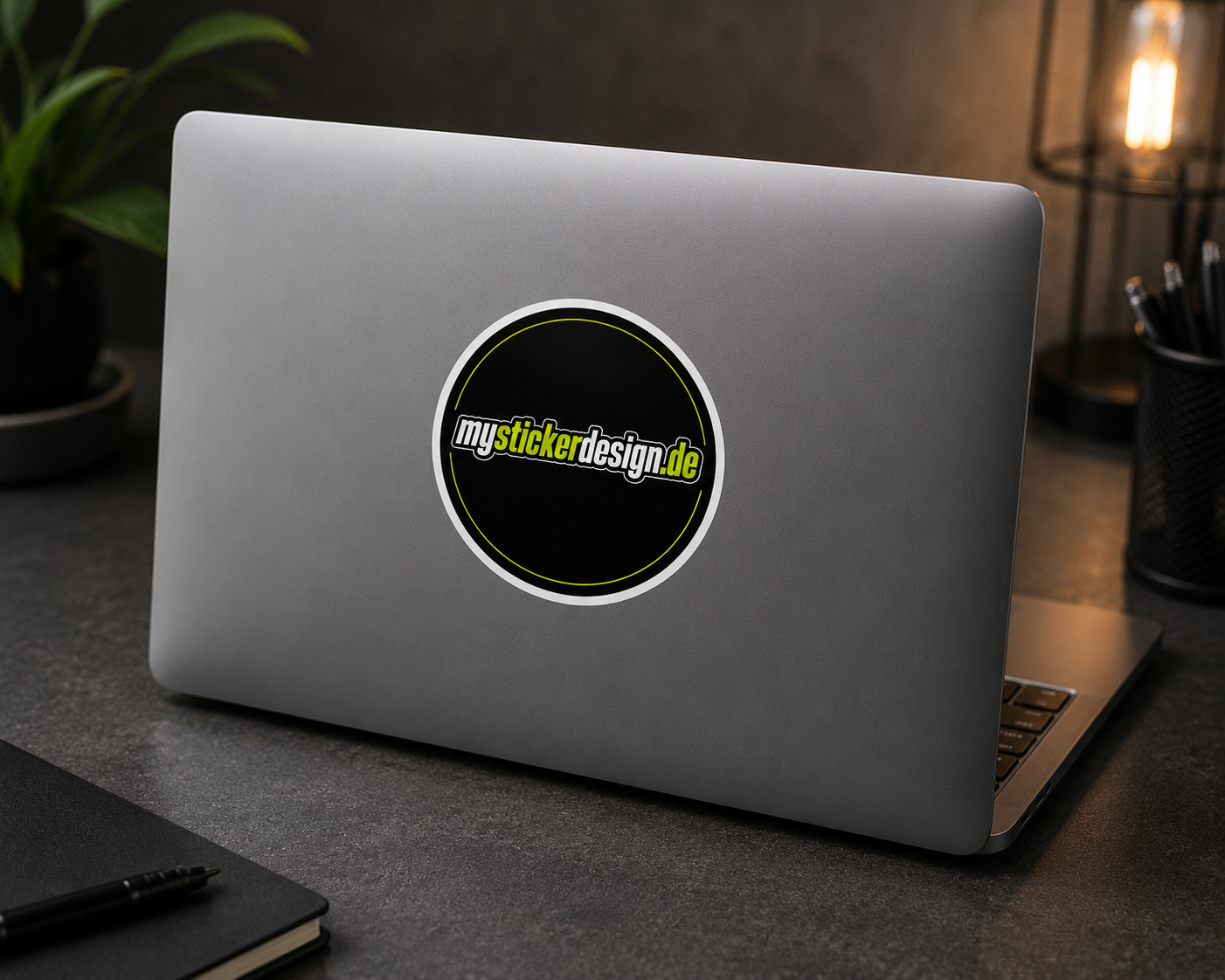 Runder Sticker auf MacBook – Laptop-Aufkleber individuell bestellen
